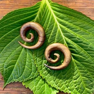 🌈 3/$20 HANDMADE GAUGE TAPERED HANGER ORGANIC WOOD EARRINGS